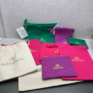 Arbonne Makeup Travel Pouch Drawstring Bags Lot of 9 Multicolor BOHO EUC